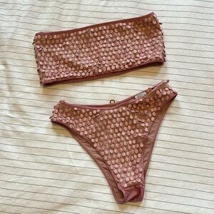 Hanne Block Baby Pink Pom Pom Bandeau Bikinj